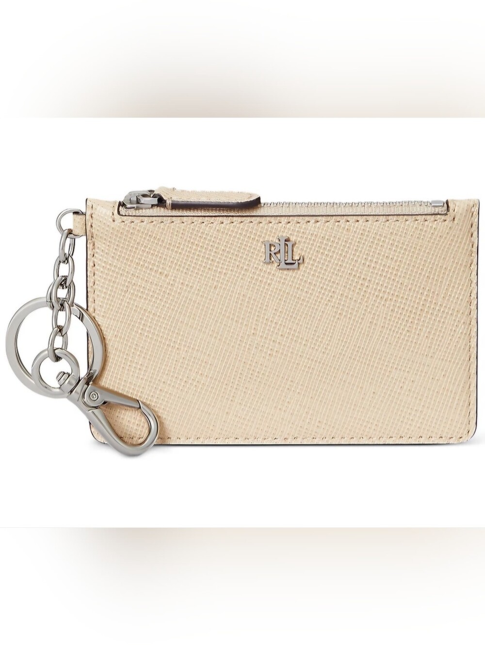 Lauren Ralph Lauren Textured Leather Zip Card Case Wallet NWOT – Neutral